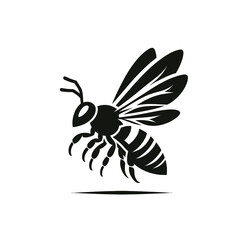 Obraz premium Black and white bee icon silhouette vector art illustration