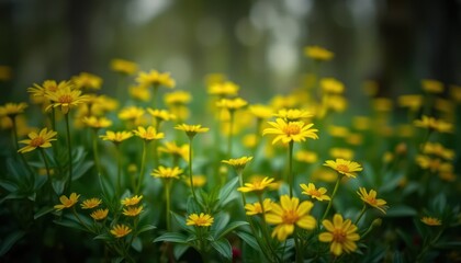 Fototapeta premium Yellow flowers, soft focus