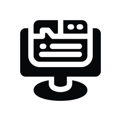 computer glyph icon. Strong and solid vector icon for websites, mobile interfaces, presentations, and visual branding. High quality and easy to edit.