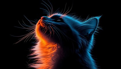 Cat's head in vibrant color gradient