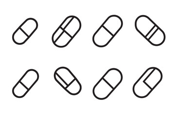 Minimalist Pills Icon in Line Art