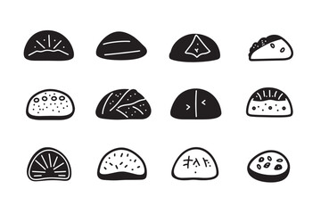 Minimalist pirozhki food outline vector drawing