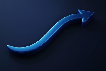 Stylish blue curved arrow icon pointing upwards on dark background   vector logo design