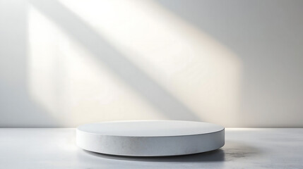 White product display podium for presentation mockups and studio background with light and shadow effect