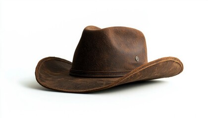 Brown Leather Cowboy Hat