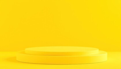 Yellow podium on yellow background
