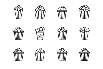 Popcorn minimal snack outline illustration