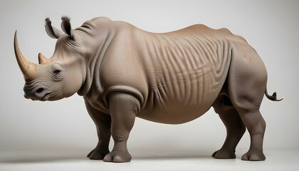 Obraz premium Stunning studio portrait of a rhinoceros, showcasing its impressive horn and size.