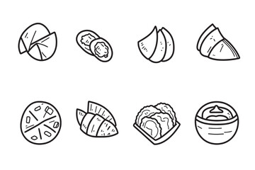 Obraz premium Potstickers outline drawing Asian cuisine