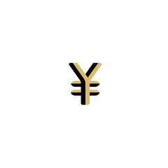 Obraz premium Golden Yen Currency Symbol on White Background 