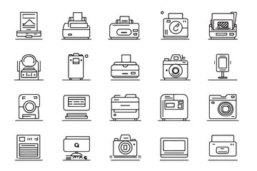 Line art print icon vector illustration