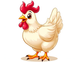 Cute Chicken Cartoon – Vector Illustration of Adorable Farm Bird Character
