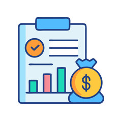 Financial Report with Growing Chart and Money Bag