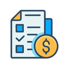 Financial checklist or audit with coin icon illustration