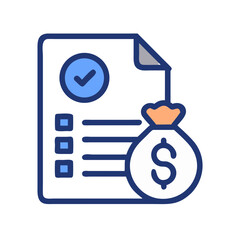 Financial Agreement: Document and Money Bag Illustration Icon