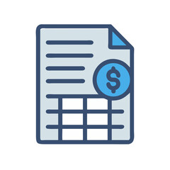 Financial document icon: Budget, expense report, invoice illustration