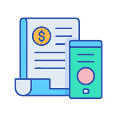 Online billing with mobile device payment concept icon