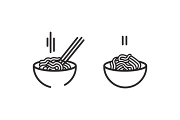 Ramen Noodles Bowl Line Art Illustration