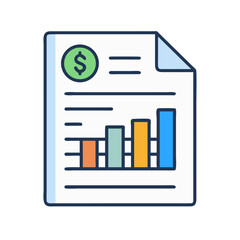 Financial report document with a bar chart analysis