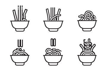 Ramen Soup Bowl Minimal Line Style