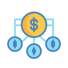 Dollar distribution illustration for business or finance concept
