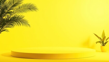Yellow stage with palm and plant
