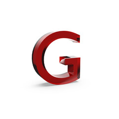 Red glossy letter G in transparent background