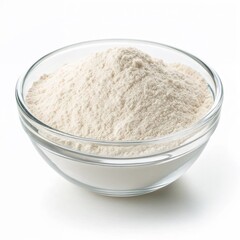 Isolated image of baking flour in a glass bowl on a white background