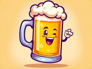 Happy Walking Retro Cartoon Character &ndash; Playful and Fun Illustration
