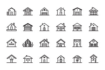 Minimalist safe house icon 2D line art