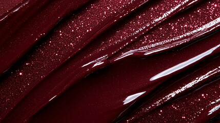 Closeup of stunning burgundy lipstick with sparkling glitter