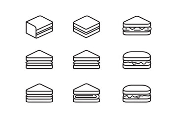 Minimalist Sandwich Line Art Icon Style