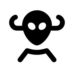 alien glyph flat vector icon