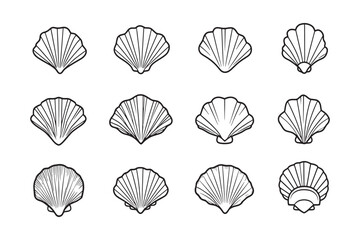 Scallops minimalist design 2D line art