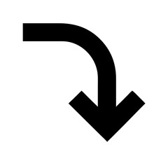 arrow turn down left glyph flat vector icon