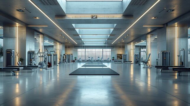 Futuristic fitness planet with a 24hour gym offering classes for men and women with hyperrealistic training scenes white backgrounds and infographics on exercise and health benefits