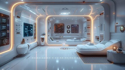 Obraz premium Futuristic fitness gym with a white background offering the best training programs for men and women detailed infographics on health benefits and a 24hour class schedule