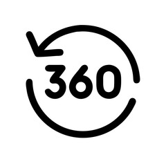 360 degrees glyph flat vector icon
