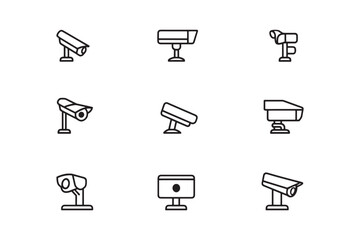 Elegant Security Camera Line Art Icon