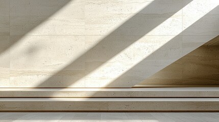 Fototapeta premium Marble staircase with light and shadow patterns