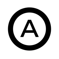 circle a glyph flat vector icon