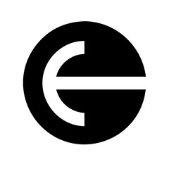 circle e glyph flat vector icon