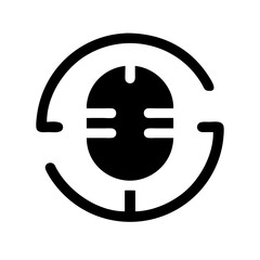 circle microphone lines glyph flat vector icon