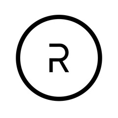 circle r glyph flat vector icon