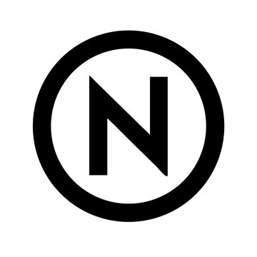 circle n glyph flat vector icon