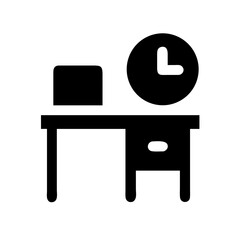 clock desk glyph flat vector icon