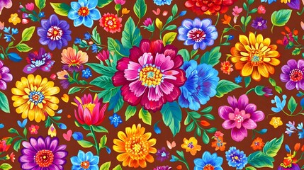 Vibrant Floral Textile Pattern Seamless Design