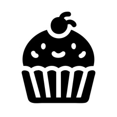 cupcake alt glyph flat vector icon