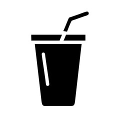 cup straw glyph flat vector icon