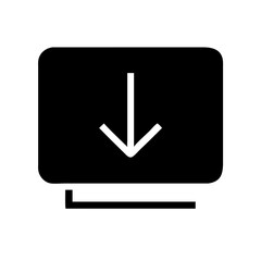 desktop arrow down glyph flat vector icon